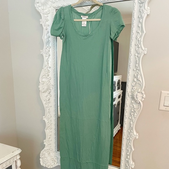 RARE CHLOE Mint Green Long Maxi Short Sleeve Dress - Picture 6 of 13